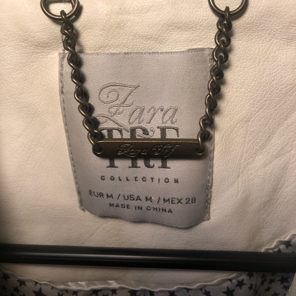 Faux leather beige short sleeve jacket - Picture 4 of 4